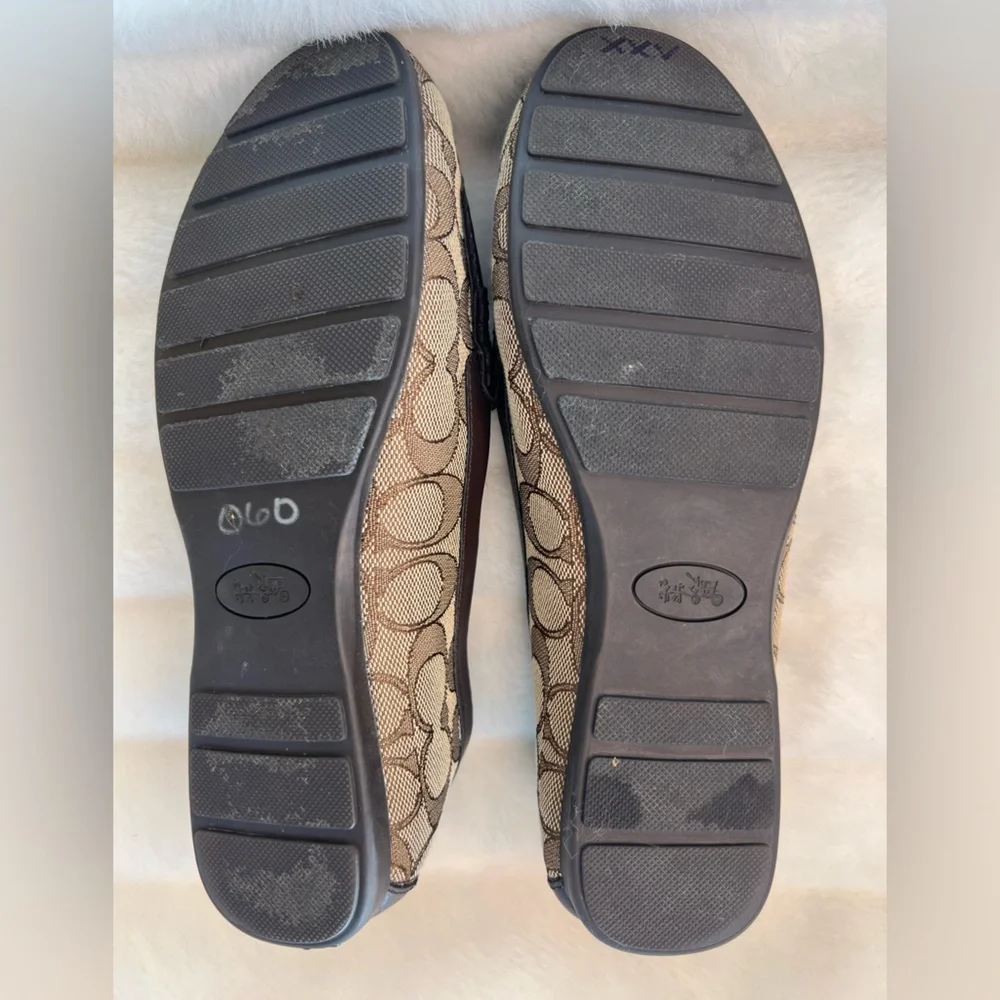 Coach Tan and Brown Loafers with Gold Detail - Picture 5 of 5